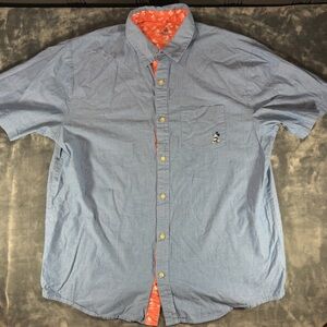 Disney Parks Authentic Original Short Sleeve Button Up 100% Cotton Shirt Mens L
